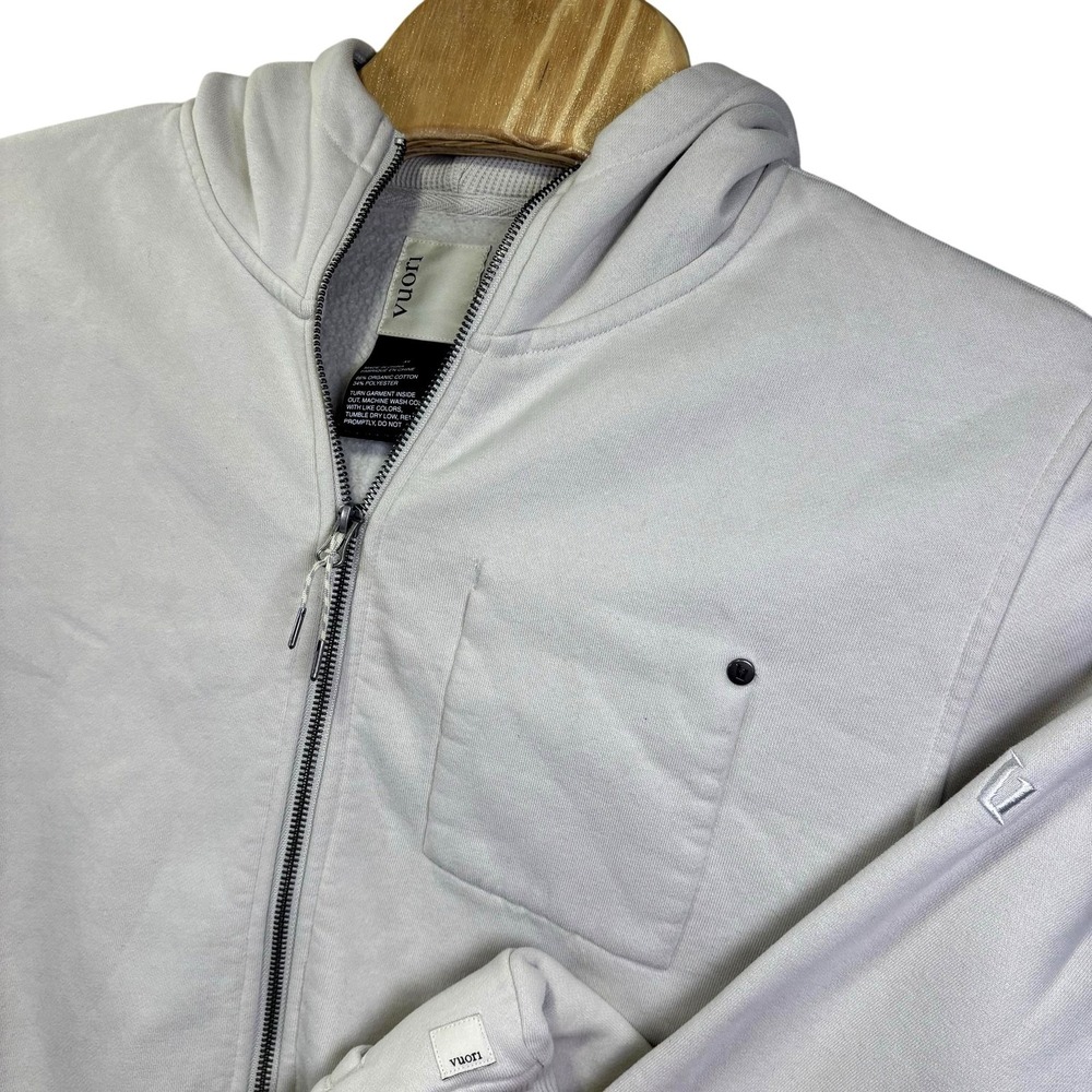 Vuori Hoodie Mens XL Gray Full Zip Organic Cotton Fleece Logo Sweatshirt